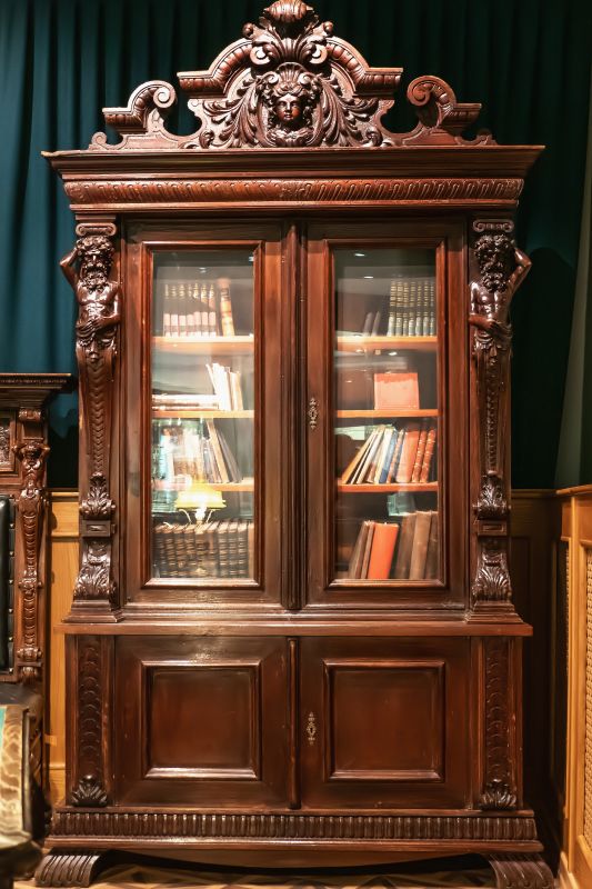 Traditional Carved Bookcase Painting